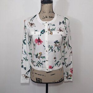 NWT White House Black Market Outlet Women Pocket Snap Cardigan Floral XS